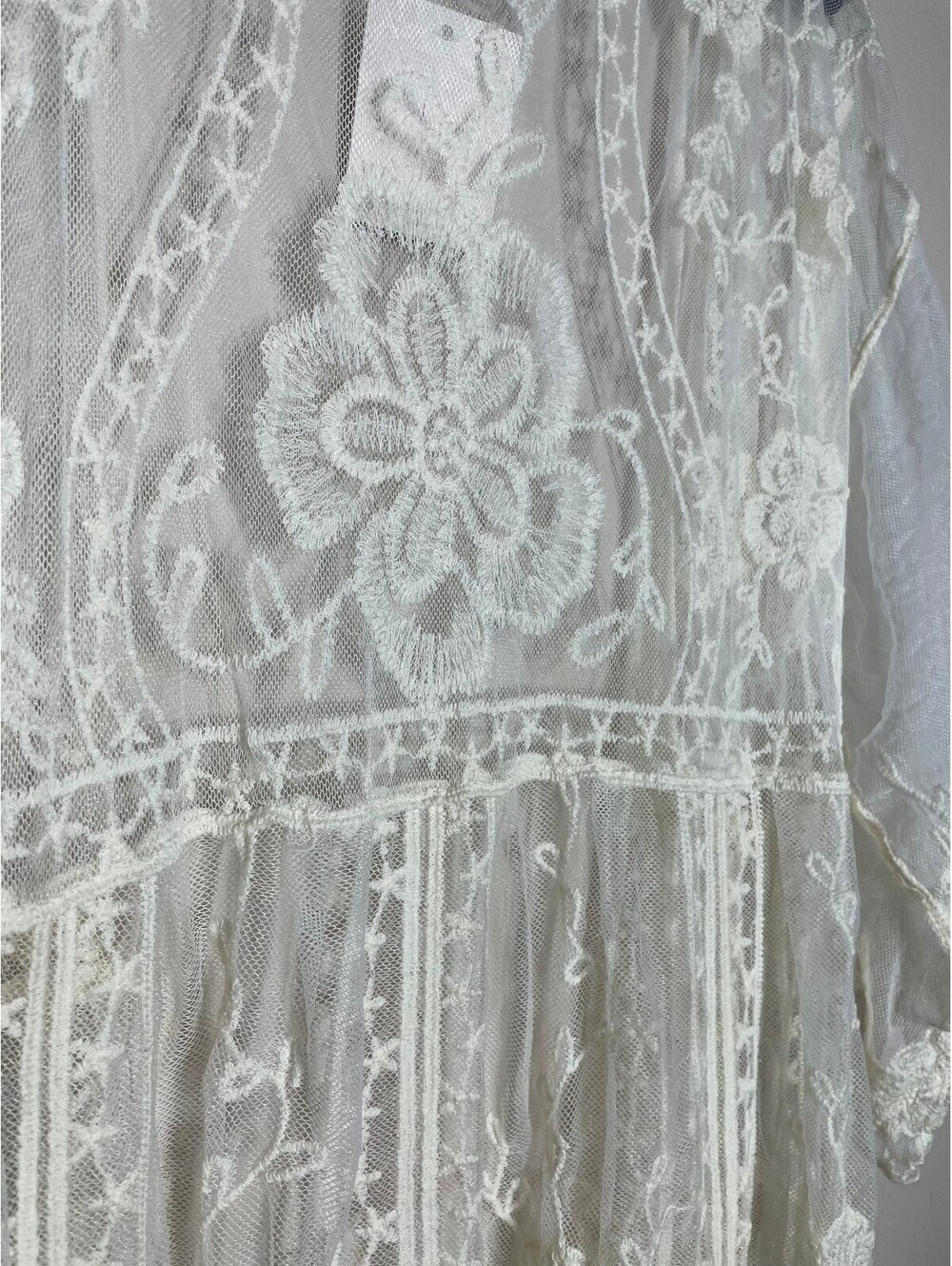 New White Lace Kimono Duster Cardigan Boho Fairycore Y2K OS